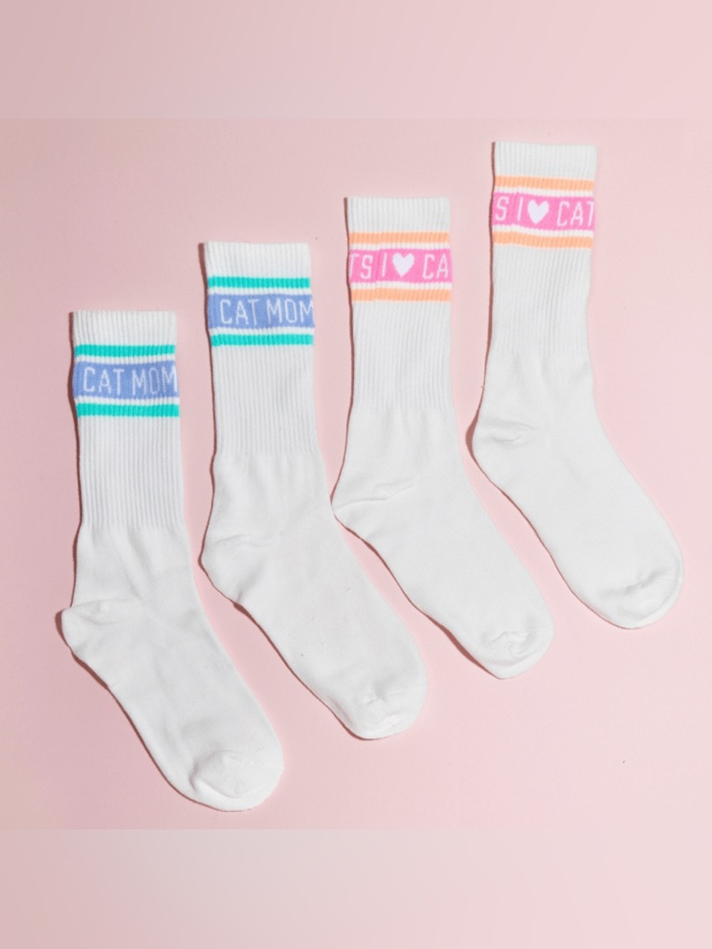 NWOT Cat Lady Box CAT MOM Crew Sock Set